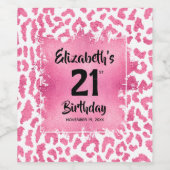 ホットピンクヒョウ印刷21歳パーソナライズされた誕生日 ワインラベル (シングルラベル)