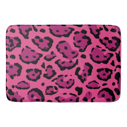 ホットピンクヒョウ印刷 バスマット (正面)
