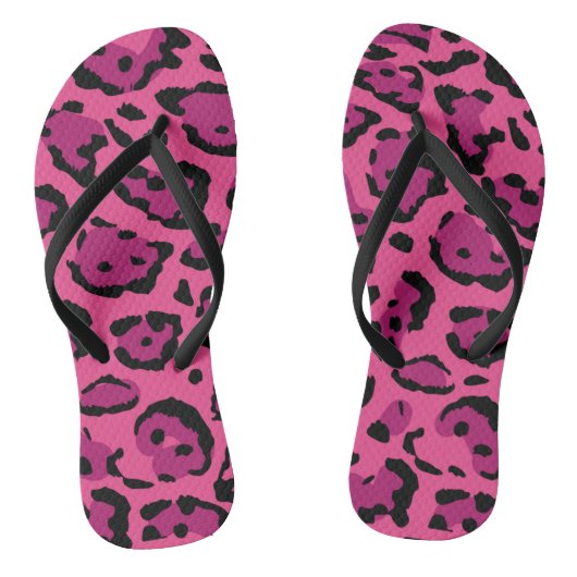 ホットピンクヒョウ印刷 ビーチサンダル (ソール)