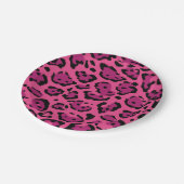 ホットピンクヒョウ印刷 ペーパープレート (アングル)