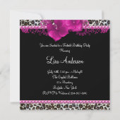 ホットピンクヒョウ女性40th誕生日パーティー 招待状 (裏面)