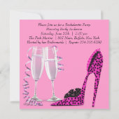 ホットピンクヒョウ高ヒールバチェロレッテ 招待状 (裏面)