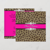 ホットピンクヒョウSweet sixteen誕生日パーティー 招待状 (正面/裏面)