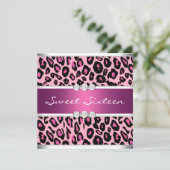 ホットピンクヒョウSweet sixteen誕生日パーティー 招待状 (スタンド正面)