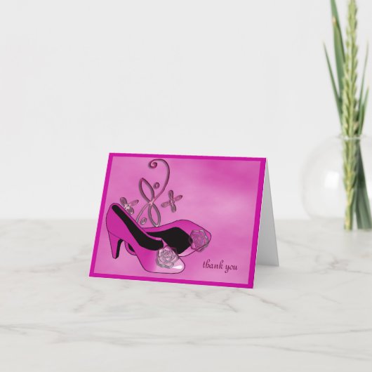 ホットピンクヒールキンセアニェラ15誕生日サンキュー サンキューカード (正面)