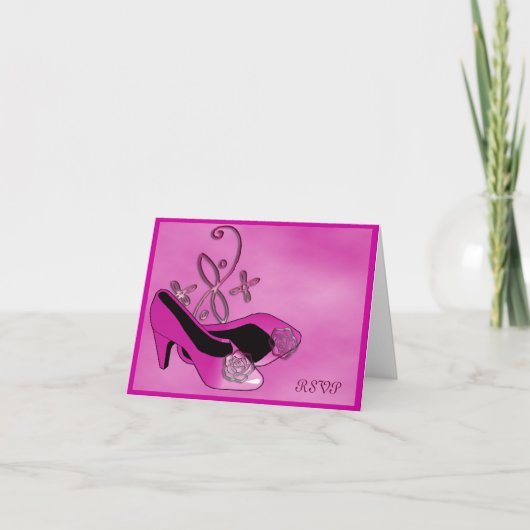 ホットピンクヒールキンセアニェラ15誕生日RSVP 招待状 (正面)