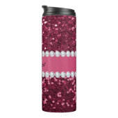 ホットピンクビッグフェイクグリッターとダイヤモンド タンブラー (回転右)