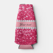 ホットピンクビッグフェイクグリッターとダイヤモンド ボトルクーラー (正面)