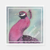 ホットピンクピーコックパーティー スタンダードランチョンナプキン (正面)