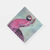 ホットピンクピーコックモノグラムパーティー スタンダードランチョンナプキン (角)