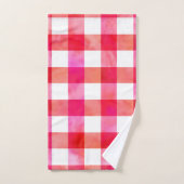 ホットピンクピーチウォーターカラープレイド バスタオルセット (ハンドタオル)