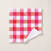 ホットピンクピーチウォーターカラープレイド バスタオルセット (ウォッシュタオル)