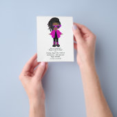 ホットピンクファッションブラックガールパーティの招待状 チラシ (手)