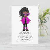 ホットピンクファッションブラックガールパーティの招待状 招待状 (スタンド正面)
