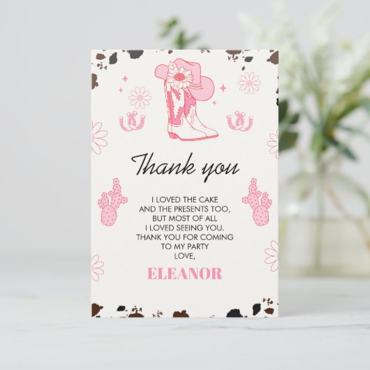 ホットピンクファーストRodeo 1st誕生日サンキューカード サンキューカード (スタンド正面)