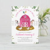 ホットピンクファームシーンリーフ誕生日招待状 招待状 (スタンド正面)