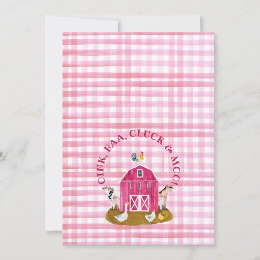 ホットピンクファームシーンリーフ誕生日招待状 招待状 (裏面)