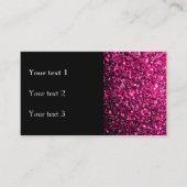 ホットピンクフェイクの光沢のあるグリッターの輝きと黒 名刺 (正面)