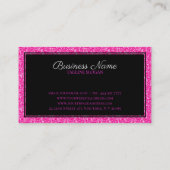 ホットピンクフェイクグリッターブラックフレーム 名刺 (裏面)