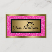 ホットピンクフェイクグリッター布掛け名刺 名刺 (正面)