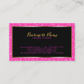 ホットピンクフェイクグリッター金ゴールドアクセント化粧 名刺 (裏面)