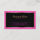 ホットピンクフェイクグリッター金ゴールドアクセント化粧 名刺 (裏面)