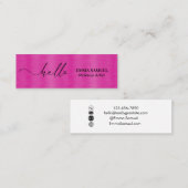 ホットピンクフォイルエレガントハローミニマルカリグラフィー スキニー名刺 (正面/裏面)