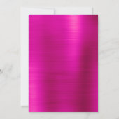 ホットピンクフォイルシルバーおよびブラック誕生日 招待状 (裏面)