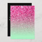ホットピンクフォトグリッターとミントグリーングラデーション 招待状 (正面/裏面)