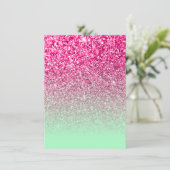 ホットピンクフォトグリッターとミントグリーングラデーション 招待状 (スタンド正面)