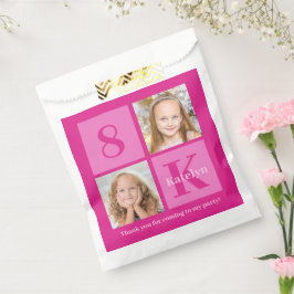 ホットピンクフォトコラージュカスタムガールズバースデーパーティー フェイバーバッグ
