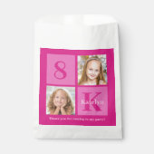 ホットピンクフォトコラージュカスタムガールズバースデーパーティー フェイバーバッグ (正面)