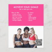 ホットピンクフォトジムパーソナルトレーナーフィットネスフライヤー チラシ (裏面)