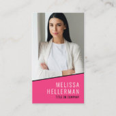 ホットピンクフォトQRコード縦ロゴ 名刺 (正面)