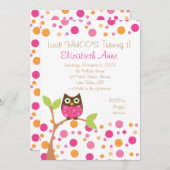 ホットピンクフクロウ 招待状 (正面/裏面)