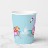 ホットピンクフラミンゴのプールに浮かぶフロート 紙コップ (右)
