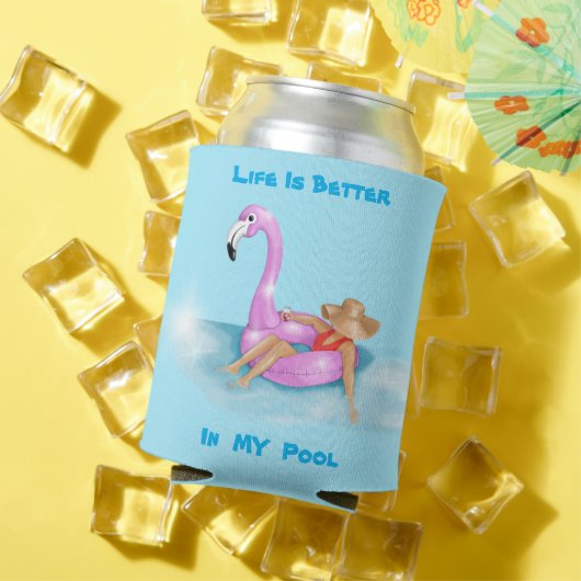 ホットピンクフラミンゴのプールに浮かぶ, C 缶クーラー (インサイチュ 夏)