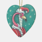 ホットピンクフラミンゴサンタおもしろい、クリスマスバード2019 セラミックオーナメント (左)