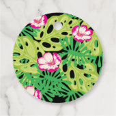 ホットピンクフラミンゴトロピカル誕生日招待状 フェイバータグ (裏面)