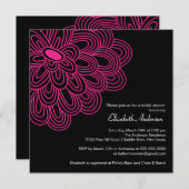 ホットピンクフラワーブライダルシャワーの招待 招待状 (正面/裏面)