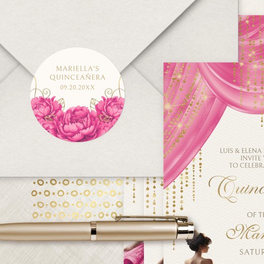 ホットピンクフローラエレガントキンセアニェラ ラウンドシール