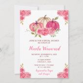 ホットピンクフローラカボチャブライダルシャワー 招待状 (正面)