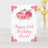 ホットピンクフローラカボチャ誕生日 カード (黄色い花)