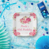 ホットピンクフローラカボチャ誕生日 ペーパープレート (パーティー)