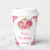 ホットピンクフローラカボチャ誕生日 紙コップ (裏面)