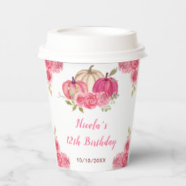 ホットピンクフローラカボチャ誕生日 紙コップ