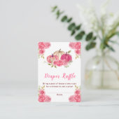 ホットピンクフローラカボチャ赤ちゃんシャワーおむつラッフル エンクロージャーカード (スタンド正面)
