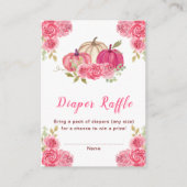 ホットピンクフローラカボチャ赤ちゃんシャワーおむつラッフル エンクロージャーカード (正面)