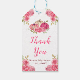 ホットピンクフローラカボチャ赤ちゃんシャワー ギフトタグ