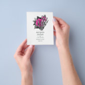 ホットピンクフローラゴシック結婚式招待状 チラシ (手)